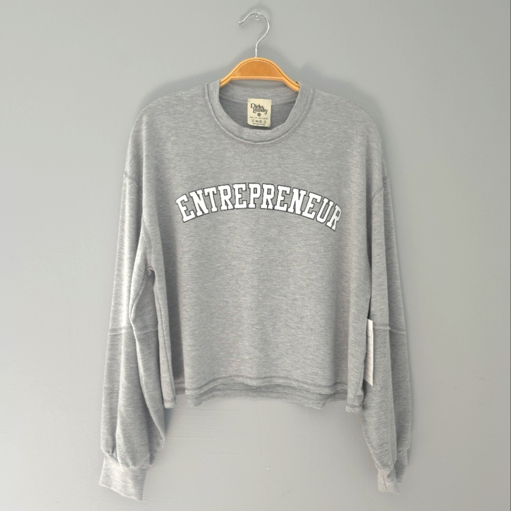 French Terry Long Sleeve Crewneck Cropped T-shirt Sweater